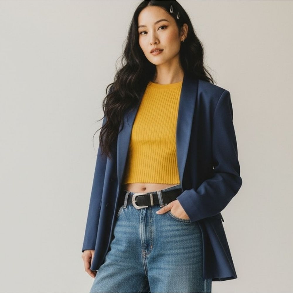 Topshop Satin Lapel Dusk Sky Blazer Jacket